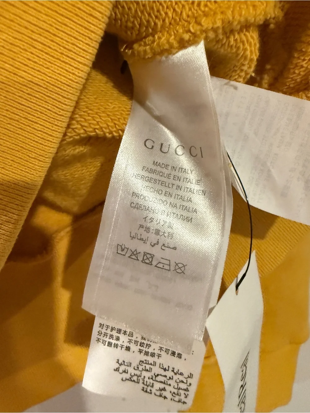 Gucci Yellow Hoodie with Embroidered Bear and Red Text